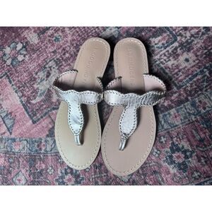 New Jack Rogers Jackie Demi Wedge Sandals Gold Size 7.5 Whip-Stitch‎